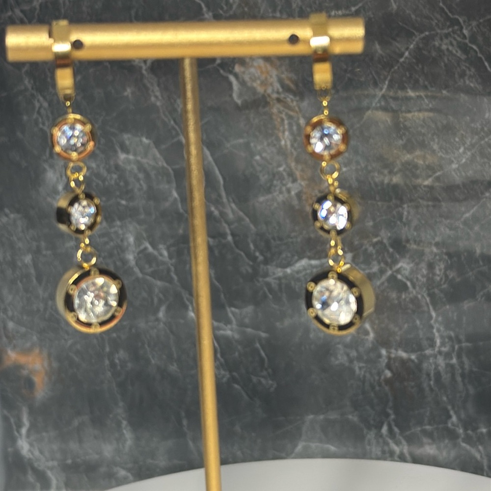 Stainless Steel Zircon Dangling Earrings That Are Waterproof